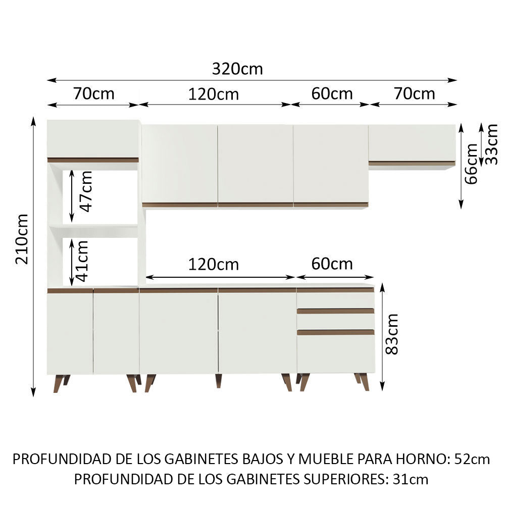 Cocina Integral Reims 3.20 m con Encimera Blanco 01