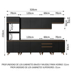 Cocina Integral Reims 3.20 m con Encimera Negro 02