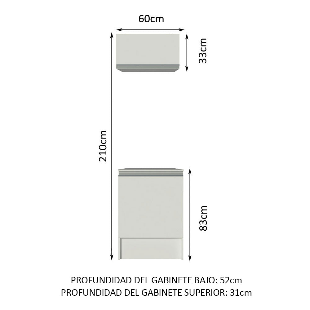 Kit Mueble de Cocina Superior y Mueble Bajo Topazio 60 cm