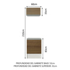 Kit Mueble de Cocina Superior y Mueble Bajo Topazio 60 cm