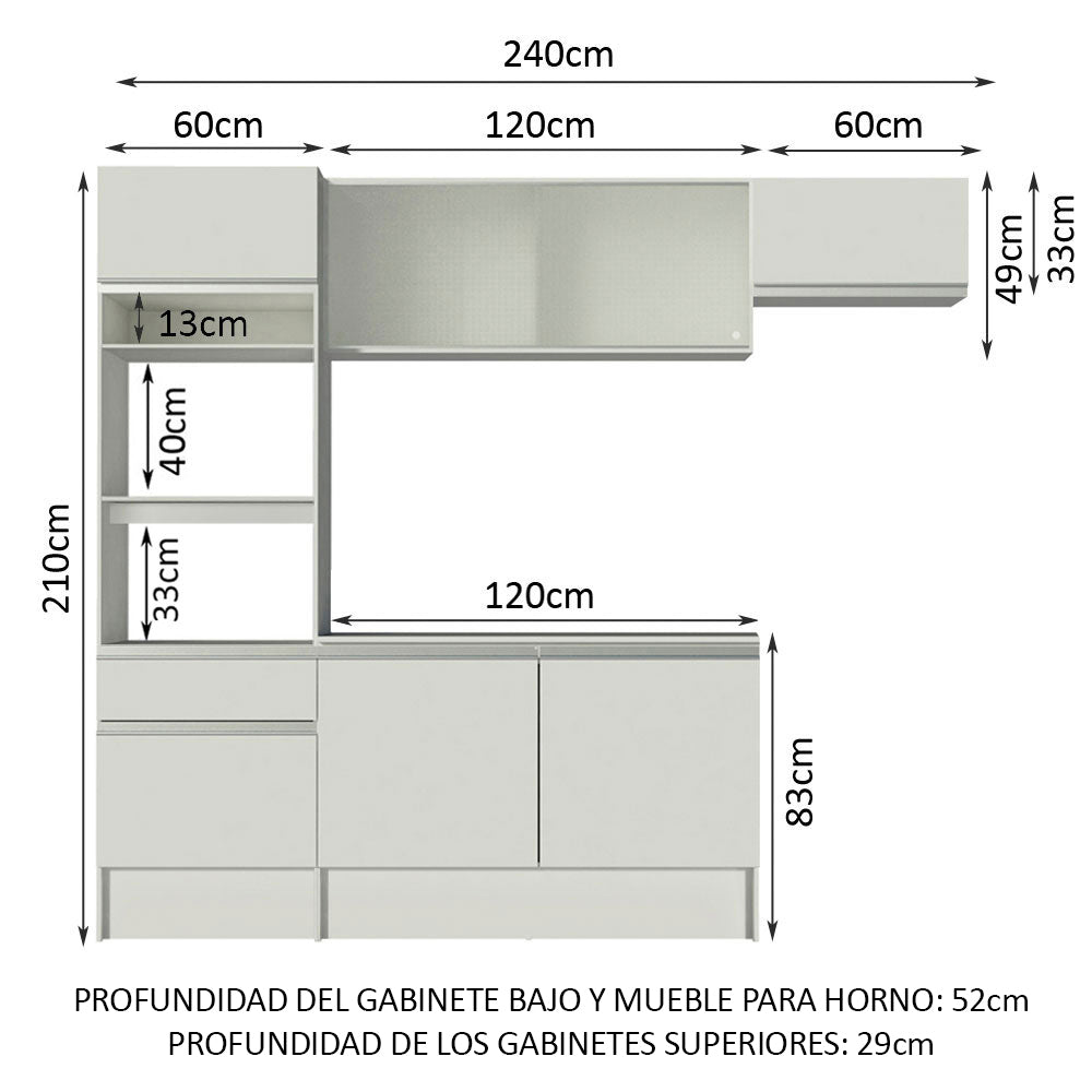 Cocina Integral Topazio 2.40 m con Encimera Blanco 01
