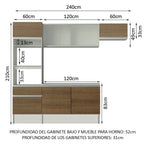 Cocina Integral Topazio 2.40 m con Encimera Blanco/Marrón 01