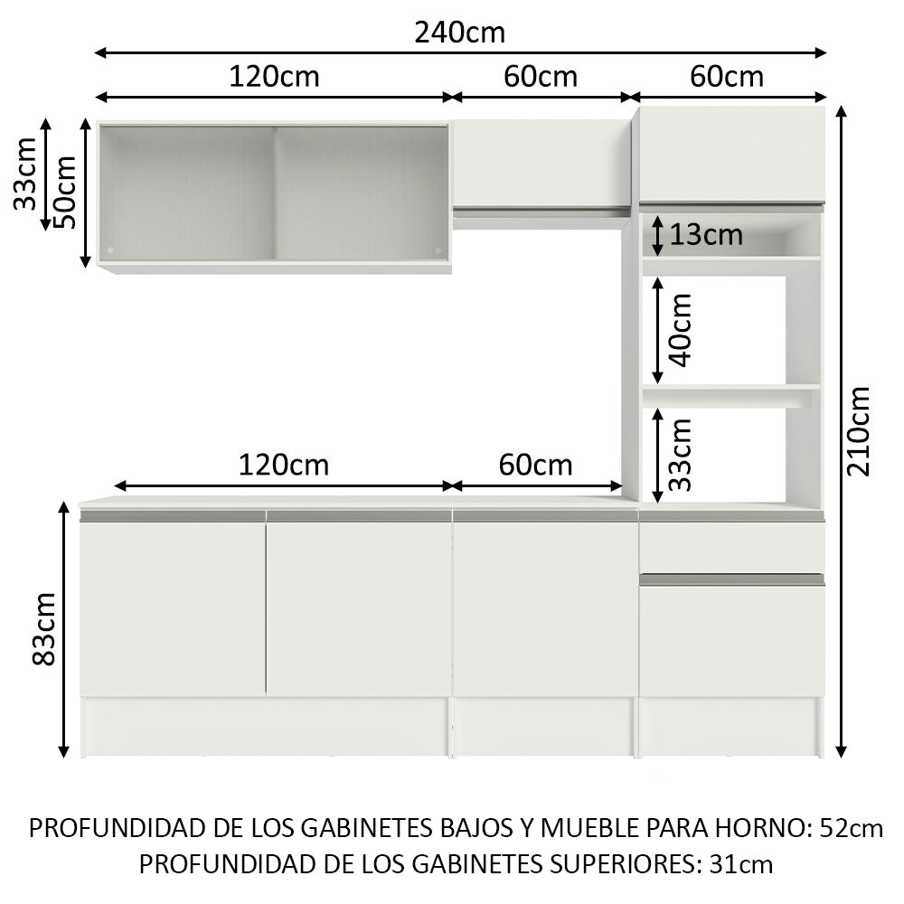 Cocina Integral Topazio 2.40 Metros con Encimera Blanco 05
