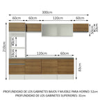 Cocina Integral Topazio 3.00 m con Encimera Blanco/Marrón
