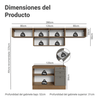 Cocina Integral Vik 2.80 m con Encimera MarrónGris 01