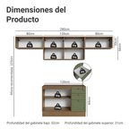 Cocina Integral Vik 2.80 m con Encimera Marrón/Verde 01