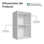 Mueble para Dormitorio Madesa Neo con 2 nichos abiertos 40 cm Blanco