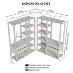 Clóset Modulado Abierto Valencia 4 Cajones 14 Niveles 180 cm x 258 cm x 45 cm Marrón/Negro 04