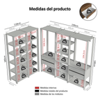 Clóset Modulado Abierto Valencia 4 Cajones 19 Niveles 180 cm x 317 cm Marrón/Negro 01
