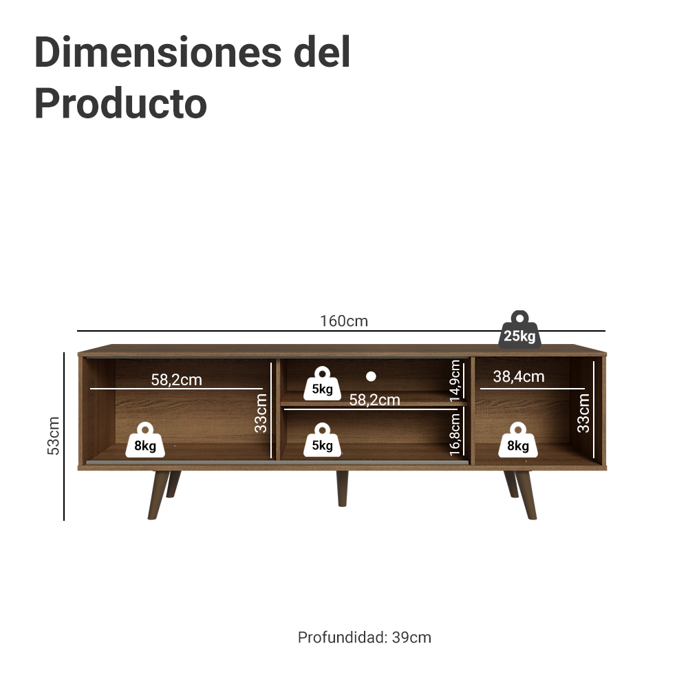 Centro de Entretenimiento Mesa para TV Torino Hasta 80 Pulgadas