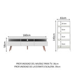 Centro de Entretenimiento para TV Londres + Mueble Estante Librero Blanco