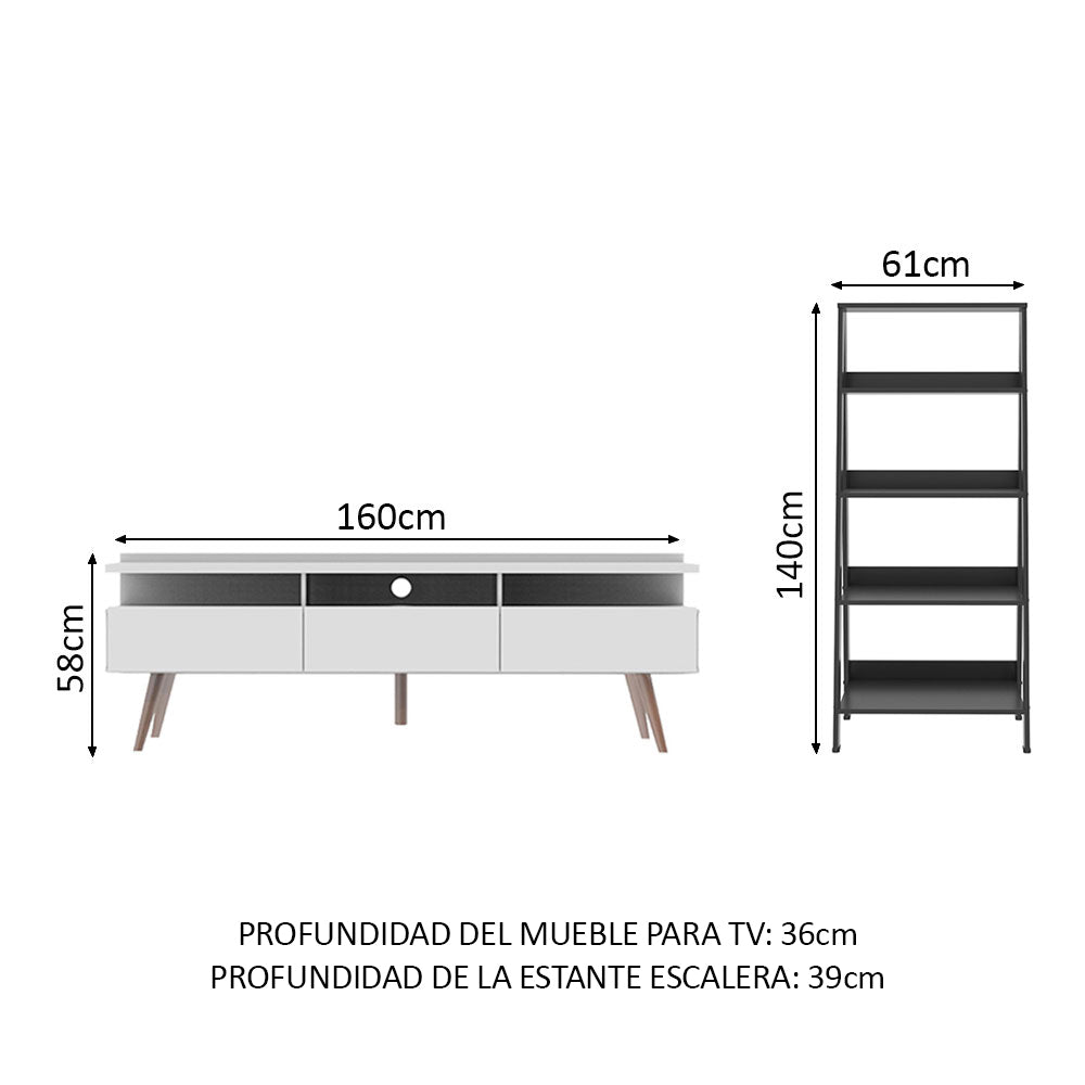 Centro de Entretenimiento para TV Londres + Mueble Estante Librero