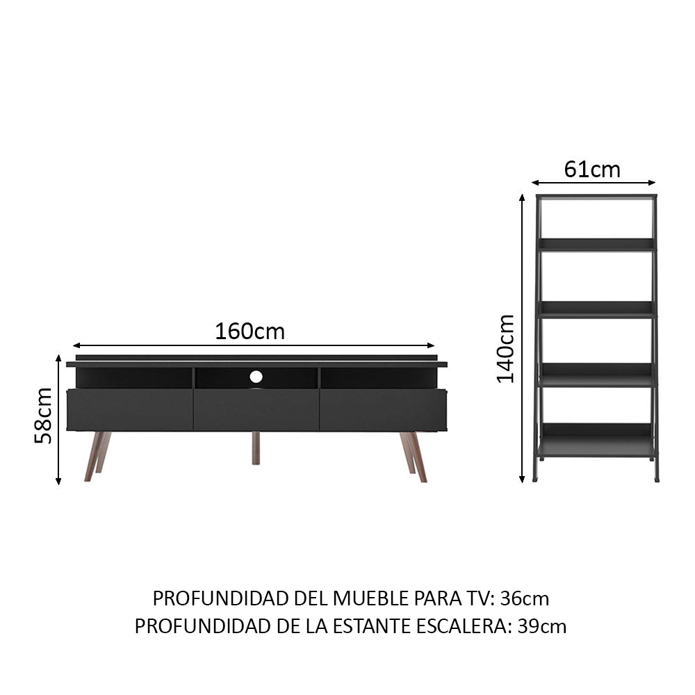 Centro de Entretenimiento para TV Londres + Mueble Estante Librero