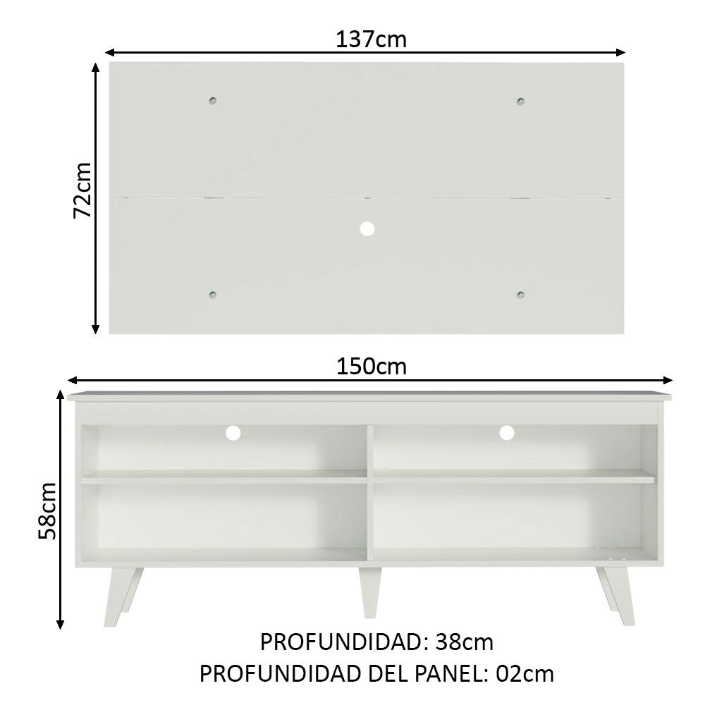 Centro de Entretenimiento para TV Udine Mesa y Panel Hasta 55 Pulgadas