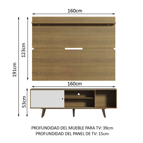 Centro de Entretenimiento para TV Dubai Mesa y Panel Hasta 65 Pulgadas Marrón/Blanco (Patas Marrón)