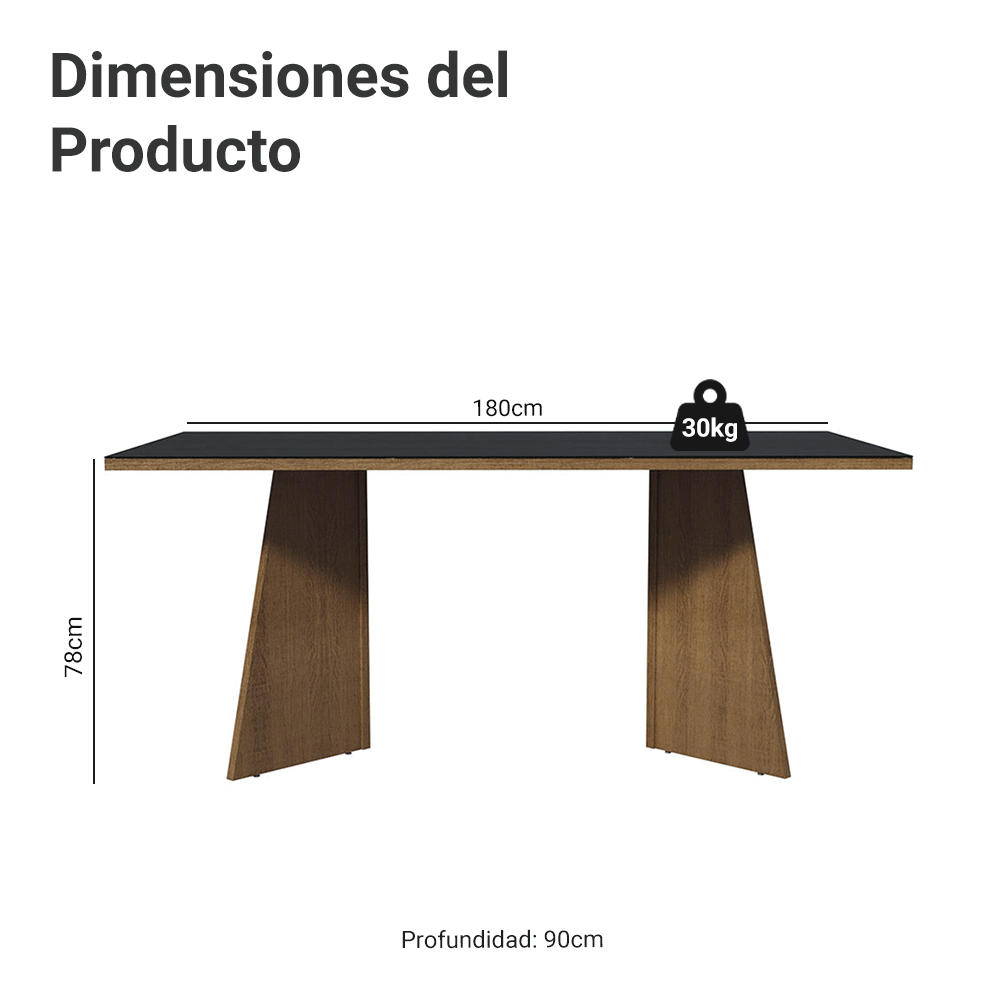 Escritorio Ejecutivo de Oficina Madesa con Superficie de Madera y Cristal 180 cm