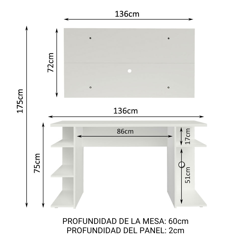 Escritorio Gamer Moderno + Panel para TV Hasta 50 Pulgadas