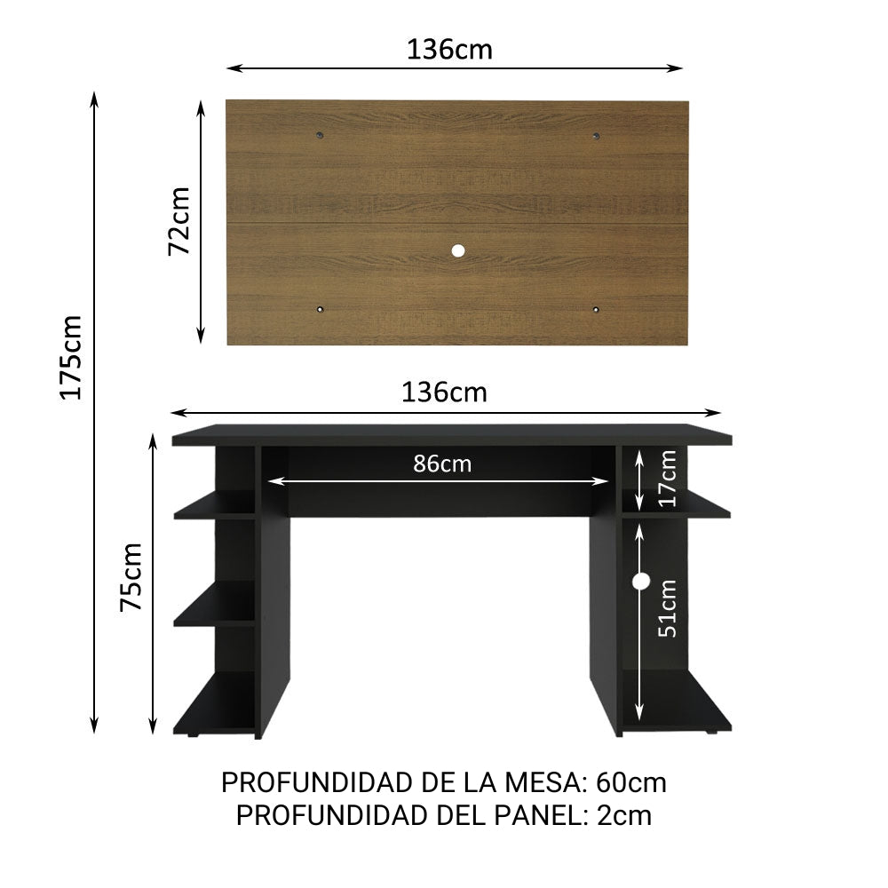 Escritorio Gamer Moderno + Panel para TV Hasta 50 Pulgadas