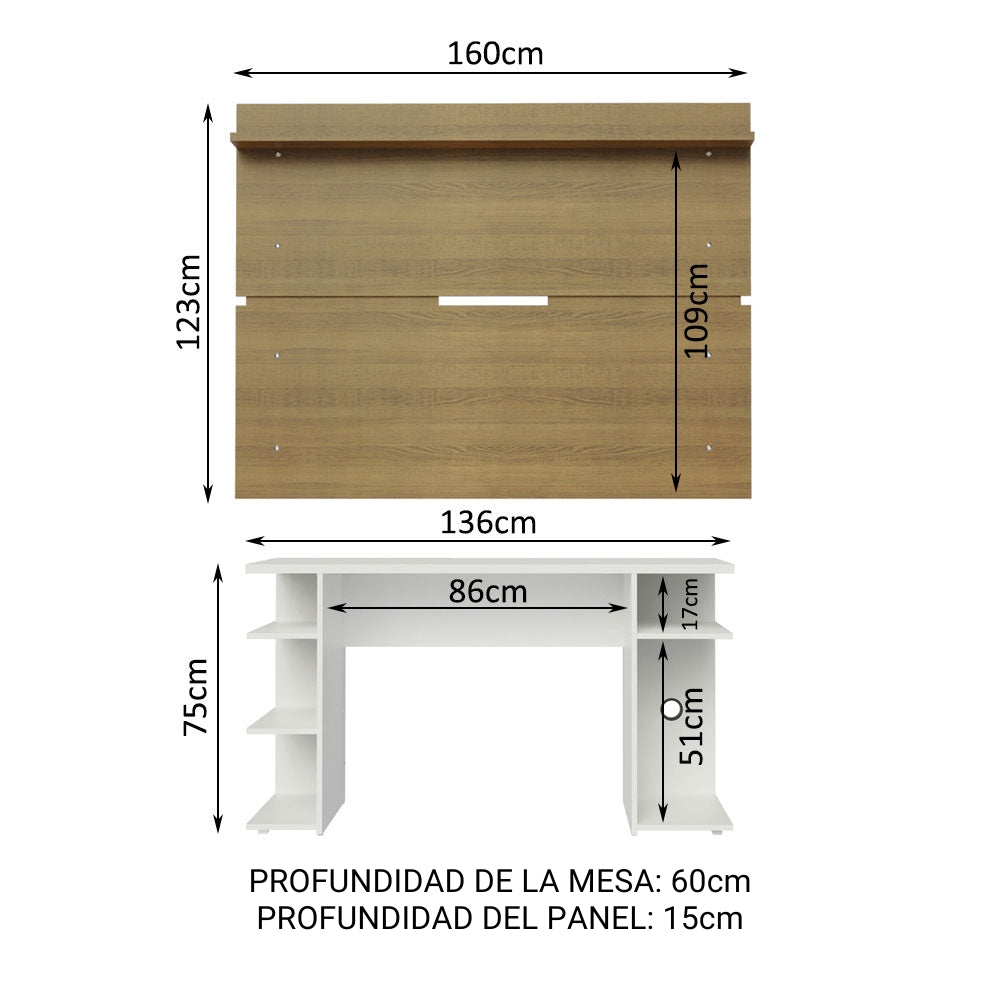 Escritorio Gamer Moderno + Panel para TV Hasta 65 Pulgadas