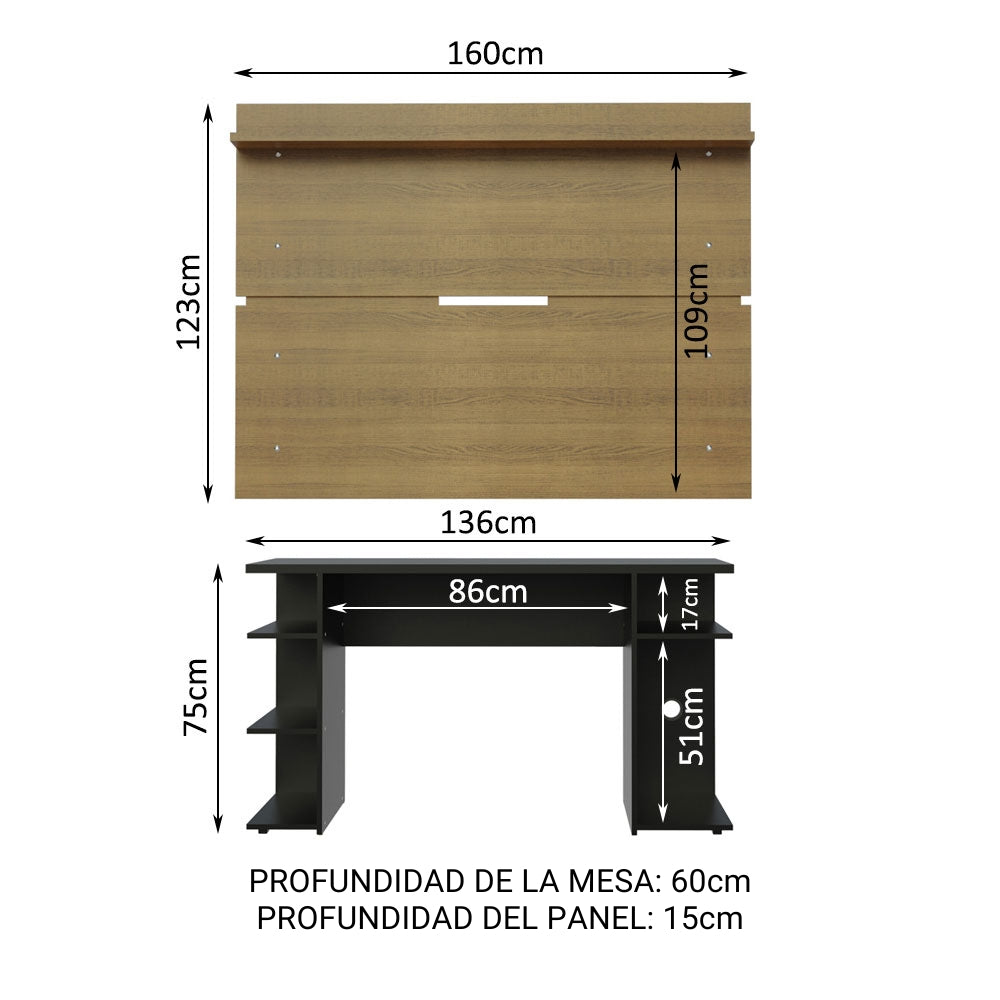 Escritorio Gamer Moderno + Panel para TV Hasta 65 Pulgadas