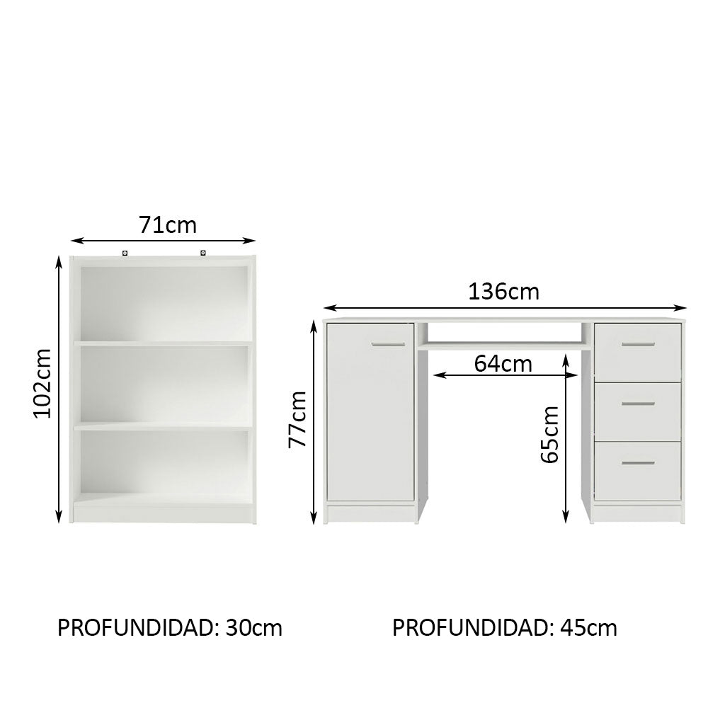 Escritorio de Oficina Alaska + Mueble Estante Librero