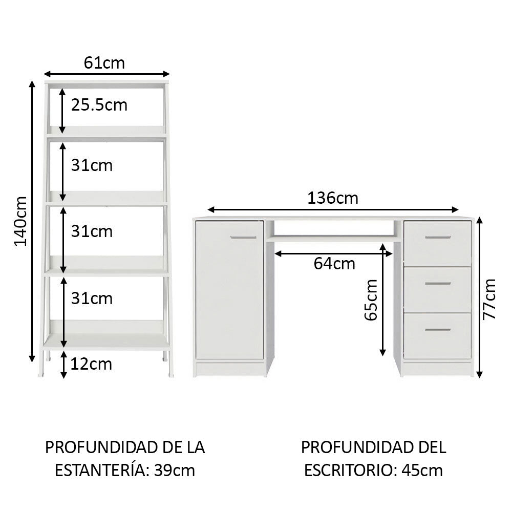 Escritorio de Oficina Alaska + Mueble Estante Librero