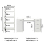 Escritorio de Oficina Alaska + Mueble Estante Librero