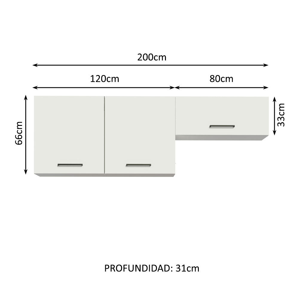 Kit 2 Gabinetes Superior de Almacenamiento para Garaje Multiuso 200 cm
