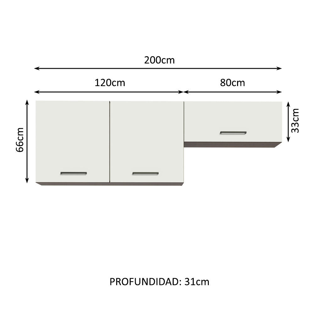 Kit 2 Gabinetes Superior de Almacenamiento para Garaje Multiuso 200 cm