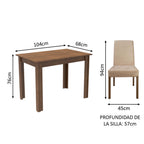 Juego de Comedor Vic con 2 Sillas
