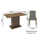 Juego de Comedor Tainá con 2 Sillas Marrón/Plateado