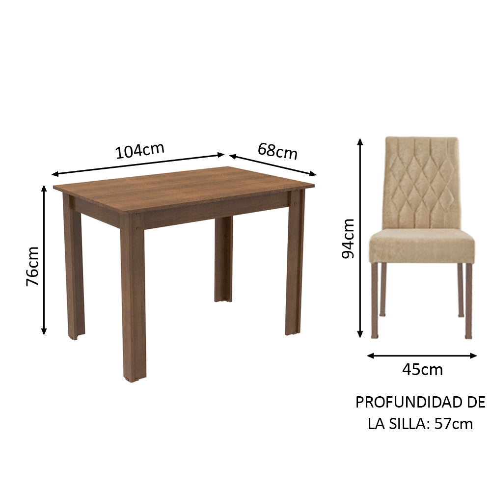 Juego de Comedor Lidia con 2 Sillas Marrón/Imperial
