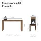 Juego de Comedor Cali con 4 Sillas Marrón/Negro