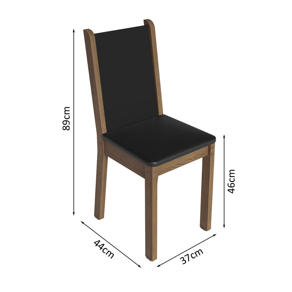 Juego de Comedor Alana con 4 Sillas Marrón/Negro/Sintético