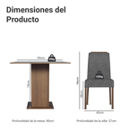 Juego de Comedor Aspen con 4 Sillas Marrón/Gris/Plateado