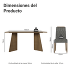 Juego de Comedor Tulum con 4 Sillas Marrón/Gris/Plateado