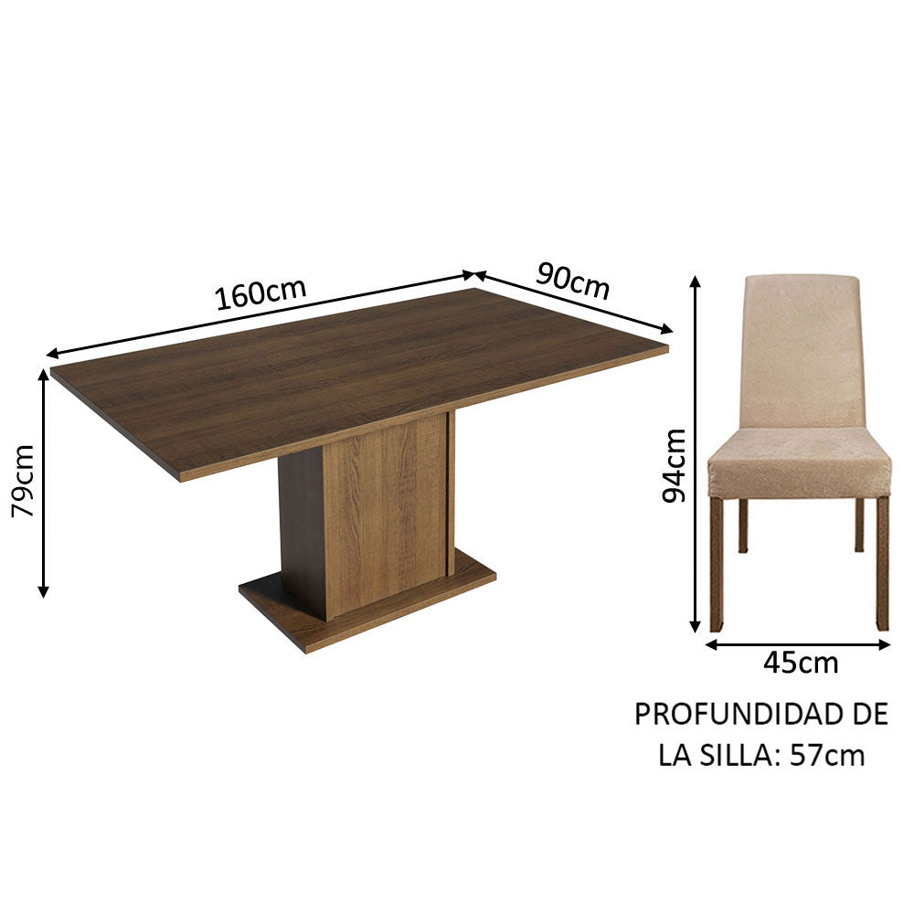 Juego de Comedor Renata con 6 Sillas Marrón/Imperial
