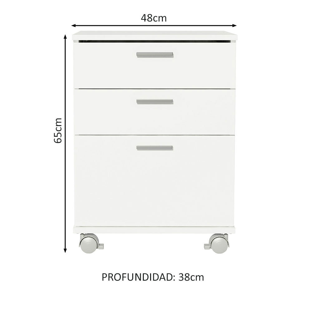 Cajonera para Baño con 3 Cajones y Ruedas