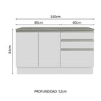 Kit 2 Muebles para Baño 140 cm 2 Puertas 3 Cajones con Encimeras