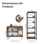 Kit Mueble de Cocina Bajo 1.05 m + Estante Organizador Multiuso 5 Niveles Marrón