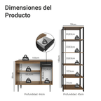 Kit Mueble de Cocina Bajo 1.05 m + Estante Organizador Multiuso 5 Niveles Marrón/Negro