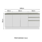 Kit 3 Muebles para Baño 180 cm 3 Puertas 3 Cajones con Encimeras