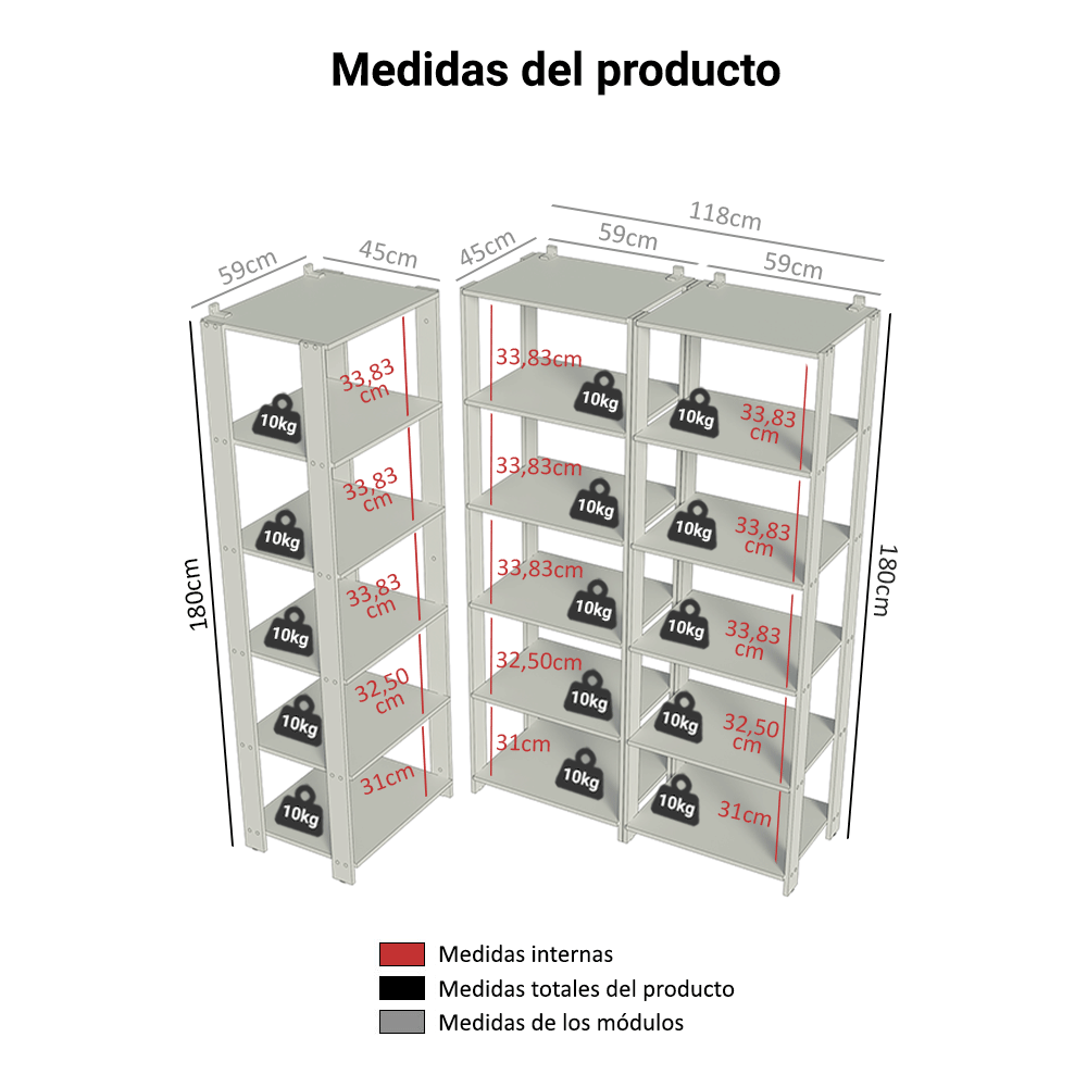 Estante Organizador Multiuso Madesa de 15 Repisas 177 cm Marrón/Negro
