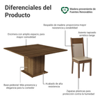 Juego de Comedor Panamá con 8 Sillas Marrón/Crema/Sintético Beige