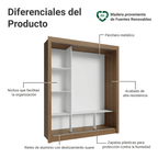 Clóset Monaco 3 Puertas Corredizas Marrón/Blanco 170 cm x 205 cm x 51 cm