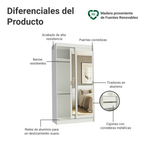 Clóset Tokio 2 Puertas Corredizas con Espejos Blanco 218 cm x 109 cm x 54 cm