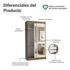 Clóset Tokio 2 Puertas Corredizas con Espejos Marrón/Blanco 218 cm x 109 cm x 54 cm