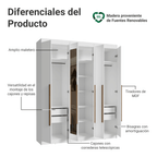 Closet Venus 6 Puertas 4 Cajones 2 Espejos Blanco