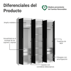 Closet Venus 6 Puertas 4 Cajones 2 Barrales BlancoNegro