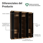 Closet Venus 6 Puertas 4 Cajones 2 Barrales MarrónNegro
